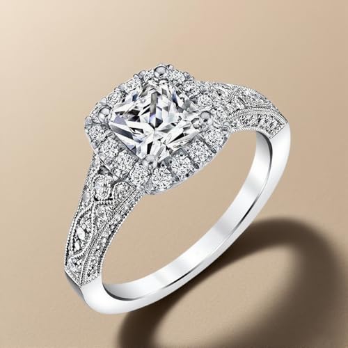 Blocaci Vintage Engagement Rings for Women 1CT Center Round/Pear/Oval/Radiant/Cushion Cut Moissanite Engagement Rings 925 Sterling Silver 10K 14K 18K Gold Wedding Rings3