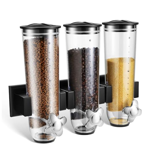 Generchin Dispensador de Dulces de Pared, Dispensador de Cereales Secos Triples, Contenedor de Almacenamiento de Alimentos para Despensa.