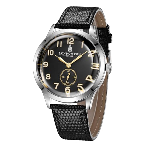Image of London Fog Brixton Collection Analog Quartz Vintage Watch for Men with Round Dial, Luminous Numerals, Curved Mineral Glass & Leather Strap - LFM10011