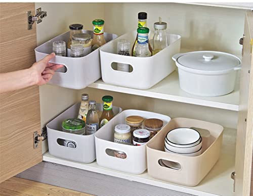6 Pcs Color Plastic Storage Basket Bathroom Shelf Baskets Kitchen Organizing Pantry Storage Bins (Small) #TOP6