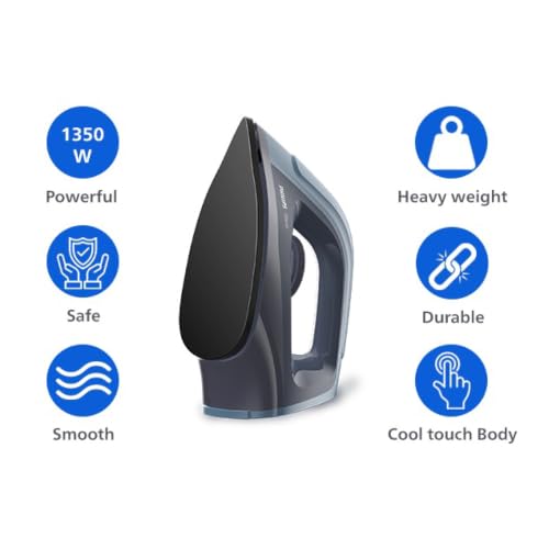 Image of Philips DST0700 /00 Hi-Power Heavy Weight Dry IRON 1350 W - World's No 1 Ironing brand, Advanced Alloy Non Stick Soleplate, Fluidic Cool Touch Design, Ultra Powerful 1350 W Performance