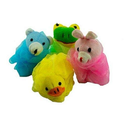 4 Pack Children's Animal Bath Sponge Loofah Fun For Kids