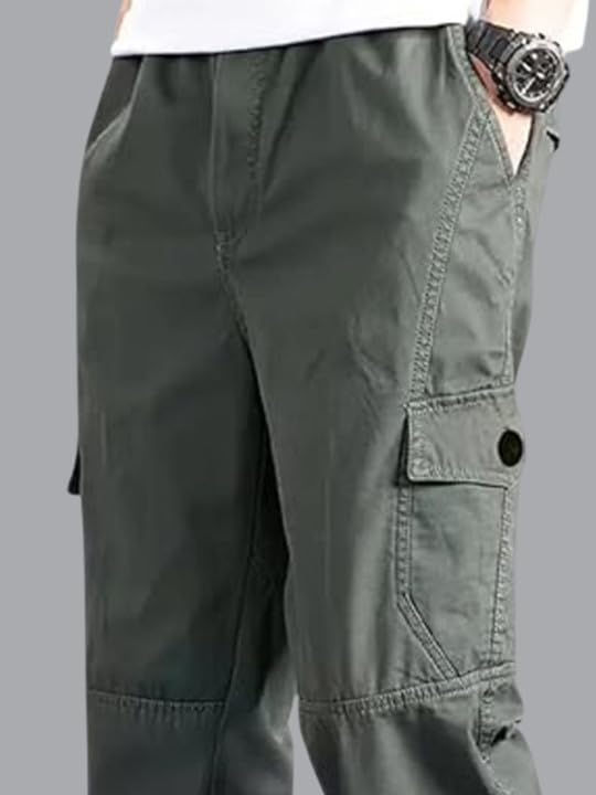 Image of FABRIPPLE Men's Olive Green Cargo Pants | Relaxed Fit Utility Trousers | Multi Pocket Casual Wear | Stylish Streetwear Bottomwear for Men