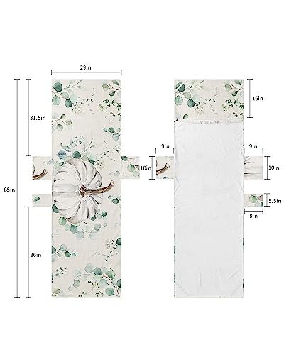 White Chic Pumpkin, Beach Lounge Chair Towel Cover, Soft Chaise Lounge Towel with Side Pockets Patio Pool Chairs Cover for Beach/Pool Sunbathing 29x85 Thanksgiving Fall Greenery Eucalyptus Plant