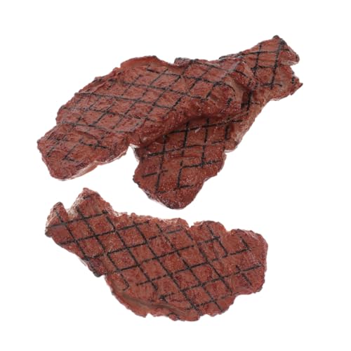 HOOTNEE 3個 ?真牛排模型 点 キッチン レストラン装飾用 フェイクミートプロップ プラスチック製 リアルな質感と鮮やかな色合い 食品ディス