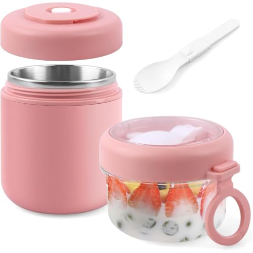 Image of Insulated Stainless Steel 1060ml Lunch Box with 350ml Tumbler | Leakproof Hot Cold Food Container | BPA-Free Cute Tiffin Box for Kids, School, Office, Travel, Picnic (Peach Pink)