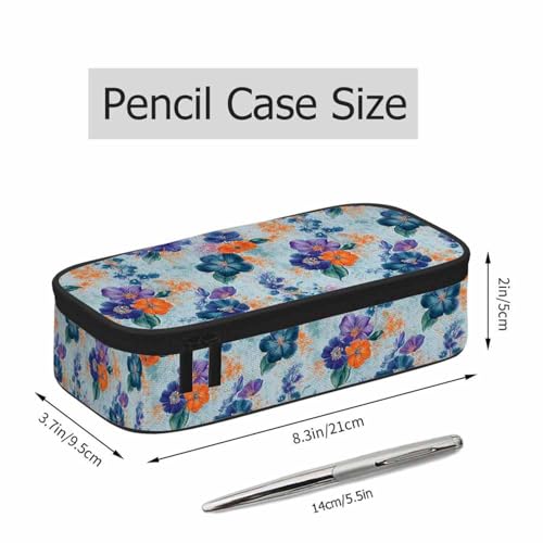 Image of Retro Floral Pencil Case Green Red Flower Branch Plant Pencil Bag Pouch Box Organizer for College School Students Boy Girl