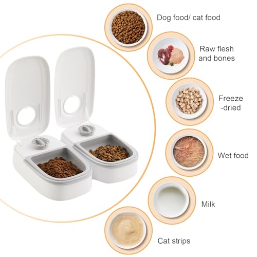 Idota Futterautomat für Katzen, 2 Mahlzeiten Automatischer Futterspender Hunde Katze mit 48 Stunden Timer, 350ml Trocken- und Nassfutterspender Automatic Feeder