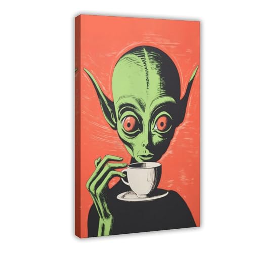 Poster Alien café déco murale chambre et tableau toile rétro