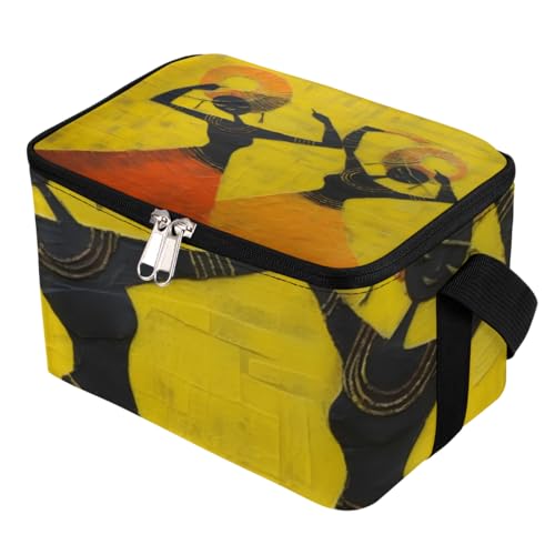 GzLeyigou Lunch Bags for Women Men 9 Cans,Africa Woman Hot & Cold Food Delivery Bag Insulated Grocery Bag Insulated Lunch Box Woman Cooler Bag for Office Work Picnic Beach