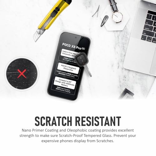 Image of SupCares Tempered Glass for Poco X8 Pro, Xiaomi 17T and Xiaomi Redmi Turbo 5 (6.59 Inch) With Installation Kit | 9H Edge to Edge Screen Protector | Black