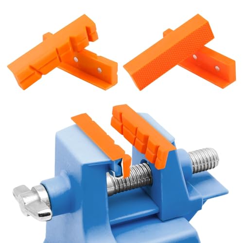 2 Pairs Magnetic Reversible Pads Vice Jaw Pads Universal Jaw Protective Covers with Multi Grooves and Standard Waffle Surface Vice Soft Jaws for Clamping Woodworking Plumbing
