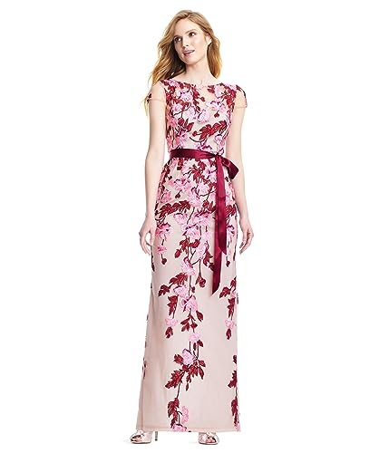 Adrianna Papell Womens Cascading Floral Colmn Gwn
