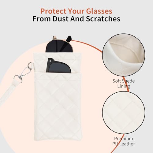 Image of Double Eyeglass Case Soft Dual Glasses Case for Women Men Travel Squeeze Top Sunglasses Cases Eyeglasses Pouch