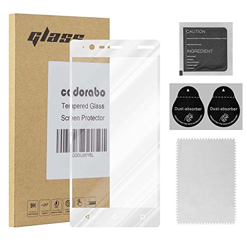 Cadorabo Vidrio templado cobertura completa compatible con Nokia 3.1 2018 en TRANSPARENTE con BLANCO - Vidrio protector de pantalla en dureza 9H con compatibilidad touch 3D