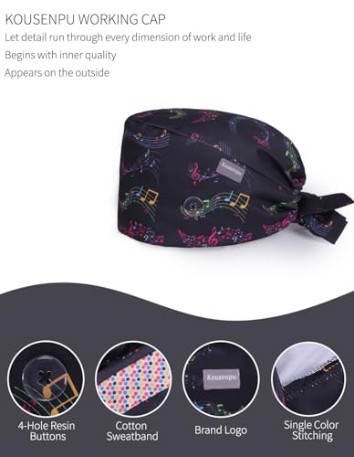 Image of Kousenpu Scrub Caps for Men, Adjustable Surgical Cap, Breathable Medical Hat for Doctors, Nurses & Healthcare Professionals