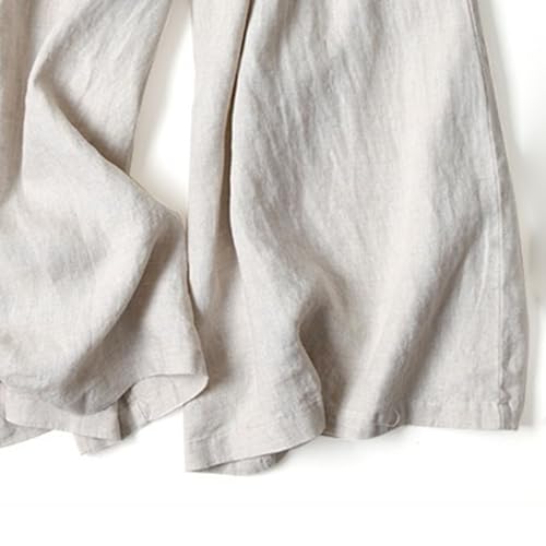 Women's Culottes Linen Blend Pants Wide Leg High Rise Casual Capris with Pockets4