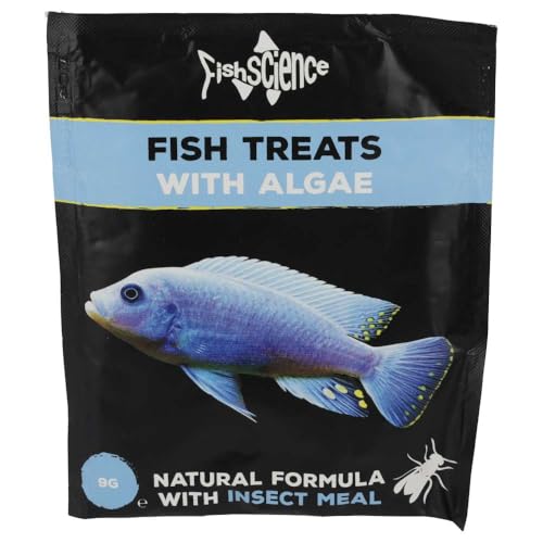 Fishscience Fish Treats With Algae | Fish Food Treats For Algae Eating Freshwater And Marine (9G Sachet)| Aquarium Glass Sticking Treat | Interactive 