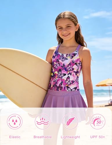 Image of ALISISTER Girls Tankini Swimsuit Two Piece Bathing Suits Summer Beach Swimwear with Shorts for 7-12 Years