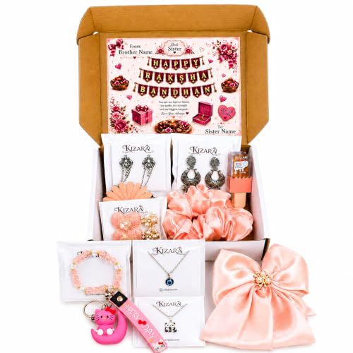 Image of Raksha Bandhan Gift Hamper for Sister with Name, 11 Items