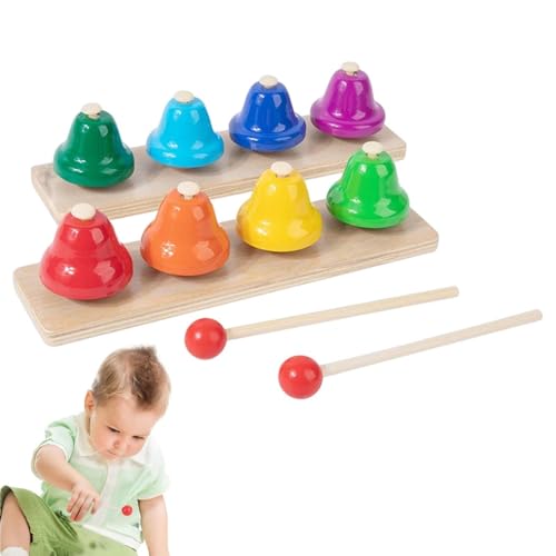 Campana de mano de 8 notas - Percusión de juguete musical con campanas de metal diatónicas coloridas para niños | Niños Musical Enseñanza Iglesia Coro Boda Fiesta familiar