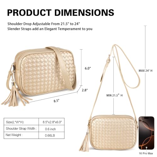 Image of AFKOMST Woven Crossbody Bag, Small Summer Purse and Boho Bag for Women | Vegan Leather, Roomy Space, 2.3L Capacity, fits iPad mini /Long Wallet /Kindle, Versatile for Daily Use /Casual /Date /Office