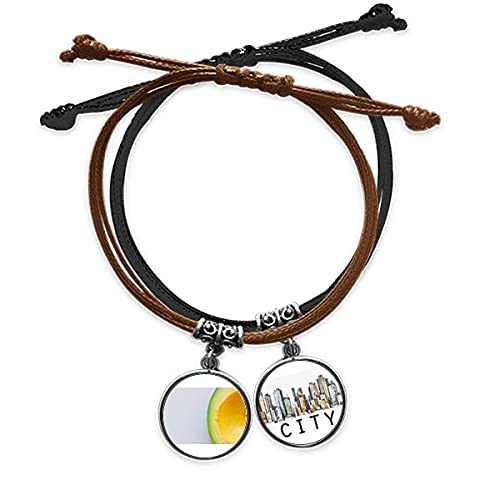 Bracelet cordon avocat en cuir tressé avec chaîne de main Sidi