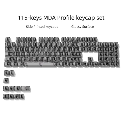 Image of dagaladoo Grey Clear keycaps,Transparent keycaps 60 75 100 Percent,Ceramic Jelly Keyboard caps Set,Shine Through keycap.,MDA Profile Keyboard Key Cap for Mx Switches Mechanical Keyboard(Side Printed)