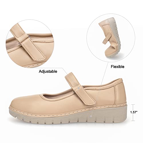 Image of VJH confort Women s Mary Jane Flats, Breathable Comfort Round Toe Low Heel Slip-on Light Weight Walking Shoes