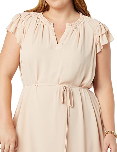 Amazon-Essentials-Womens-Relaxed-Fit-Lightweight-Georgette-Split-Neck-Flutter-Sleeve-Shift-Dress