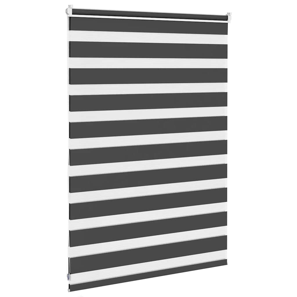 Store Zèbre Noir 115x100 cm, Store Enrouleur Jour Nuit en Polyester pour Salon et Bureau, Rideau Occultant Réglable avec Fixation sans Perçage ou avec Vis