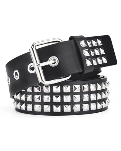 Punk Rock Rivet Belt for Women Punk Metal Jean Belt with Pyramid Studded