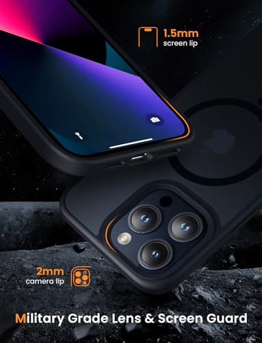Mgnaooi Magnetic Case for iPhone 15 Pro Case [MIL-Grade Drop Tested & Compatible with MagSafe] Translucent Matte Back, Anti-Scratch Shockproof Phone Case for 15 Pro 6.1 Inch, Black - Thumbnail 4