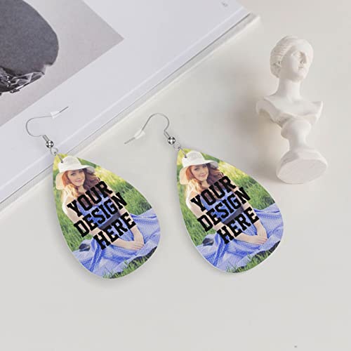 Custom Leather Earrings Personalized Fashionable Earrings with Your Text/Photo/Picture for Women as Anniversary Wedding Christmas Birthday Gift 5