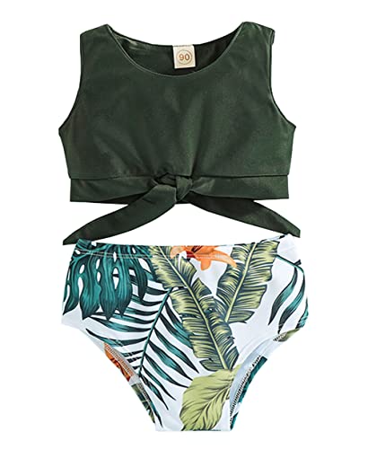 stylesilove Baby Toddler Girls Green Tropical Floral Bikini Set 2pcs Tankini Swimsuit Bathing Suit Beach Swimwear (18-24 Months)