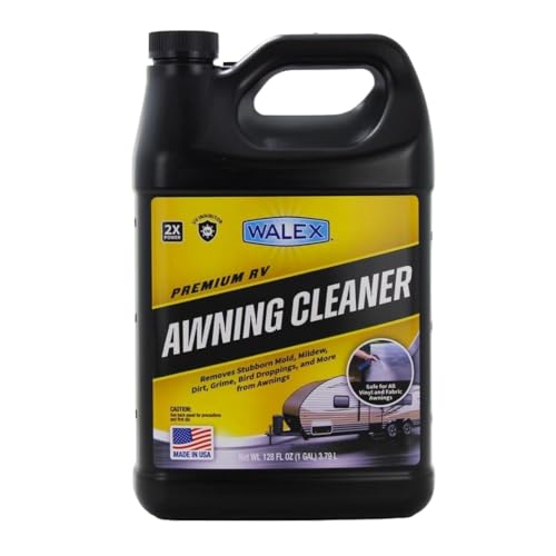 Walex RV Awning Cleaner - Safe for Vinyl & Fabric, Dissolves Tough Stains, Mold, Mildew, Dirt, Bird Droppings & More; Extends Awning Lifespan for RVs, Campers, Trailers & Motorhomes, 1 Gallon by Walex - Used condition - US$30.01