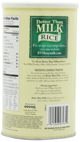 Better Than Milk Vegan Beverage Mix, Rice Milk Powder, Vanilla Flavor, 21.4-Ounce Canisters, 2-Pack