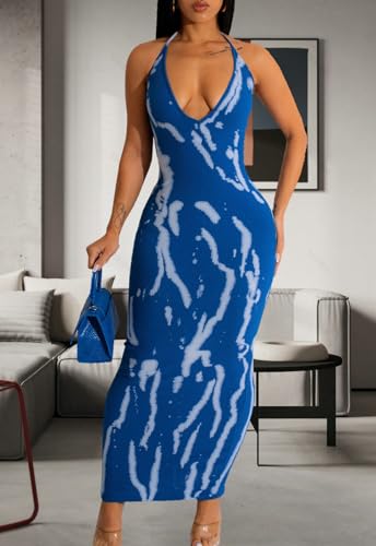 Women's Sexy Sleeveless Bodycon Dress Halter Party Club Maxi Dresses2