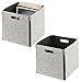mDesign (lot de 2) boite de rangement avec poignées – rangement tissu pour placard et étagères – caisse de rangement pliable avec fermeture éclair – gris et gris clair
