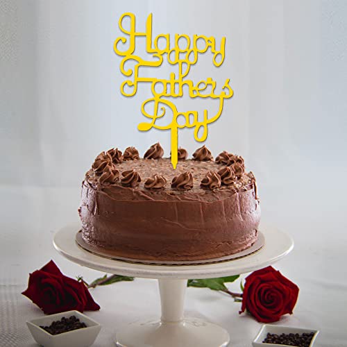 Cavla 10 Pieces Happy Father's Day Cake Toppers Acrylic Fathers Day Cake Picks Best Dad Ever Thanks Dad Dad’s Day Cake Toppers Father's Day Party Cake Decorations Supplies (Gold) #TOP4
