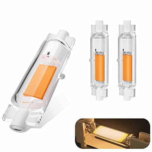 R7S Led 78mm 10W 118mm 20W Dimmbar Ersatz für 100W 200W R7S Halogenlampen 2700-6000K 220-240V COB LED Birnen Linear Leuchtmittel LED Stab 360° Strahlbeleuchtung (2PCS78MM, Warm White 3000K) Cover