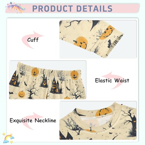 Pajama Sets Long Sleeve Halloween Themed Pattern Prints Soft Comfy Sleepwear 2 Piece PJS 3-8T4