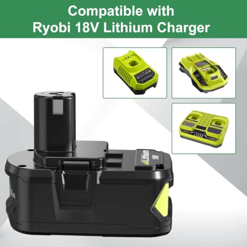 Image of Reoben 2PACK 8.0Ah Battery Replacement for Ryobi 18V Battery | Compatible with Ryobi Lithium Battery 18 Volt P102 P103 P104 P107 P108 P109 Cordless Power Tools(Green)