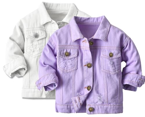 Cromoncent 2 Pieces Kids Classic Denim Jacket for Boys Girls