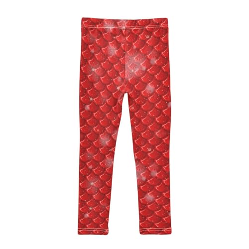 Red Mermaid Fish Scales Girl's Leggings for Kids Toddler Girls Sweatpants Legging Pants Ballet Tights 4T2