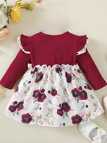 Image of Buy & Try by Dharmikaay Girl's Lycra Floral Printed Frock Dress for Girls Short Frock Baby Princess Western Dresses| Stylish Fancy Kids Clothing for New Year, Fashion.