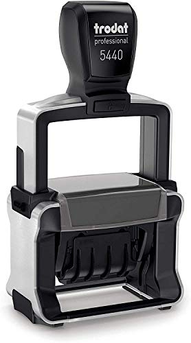 Trodat Professional 5440/L Automatisches Färben mit 2 auswechselbaren Handelstexten – gezahlt, zweifarbig blau-rot und Größe ca. Markierung 49 x 28 mm