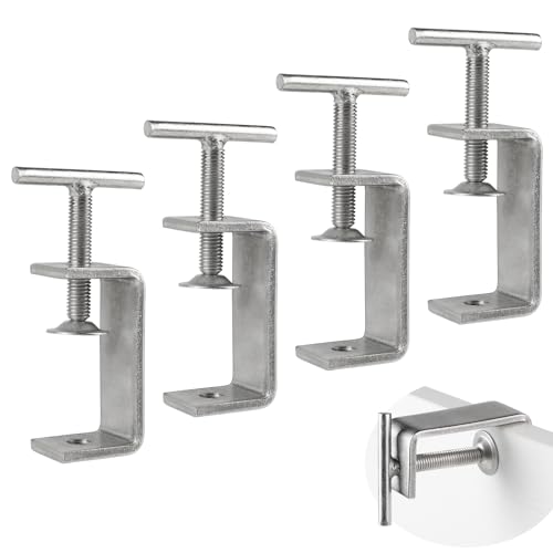 EXLECO Lot de 4 pinces en C de 15 à 60 mm en acier inoxydable - Pince à vis - Pince de fixation pour le travail du bois, le soudage, la menuiserie, les ouvertures de...