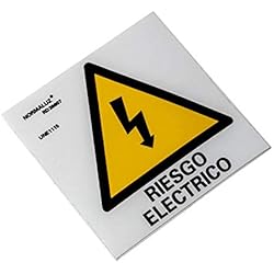 Casco Riesgo Electrico Normaluz RD39607 - Señal Adhesiva 10 Unidades Riesgo Eléctrico Rayo Adhesivo de Vinilo, Amarillo, 5x5 cm
