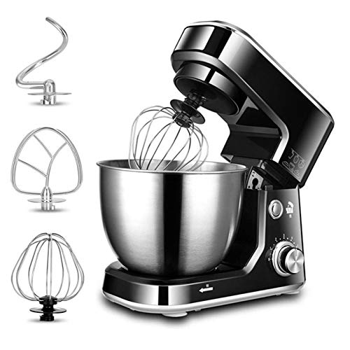 Stand Mixer Food Blender 4L or 5L Mixing Bowl 6 Speeds Includes Stirring Rod Dough Hook and Whisk for Cakes Desserts 600W (Color : Black, Size : 5L)